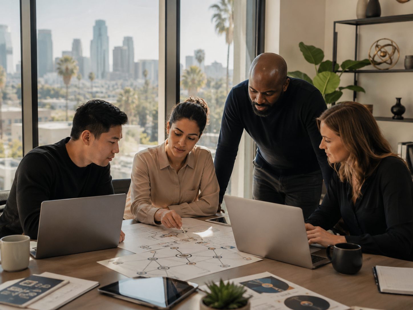 Technology consulting team reviewing a connectivity plan